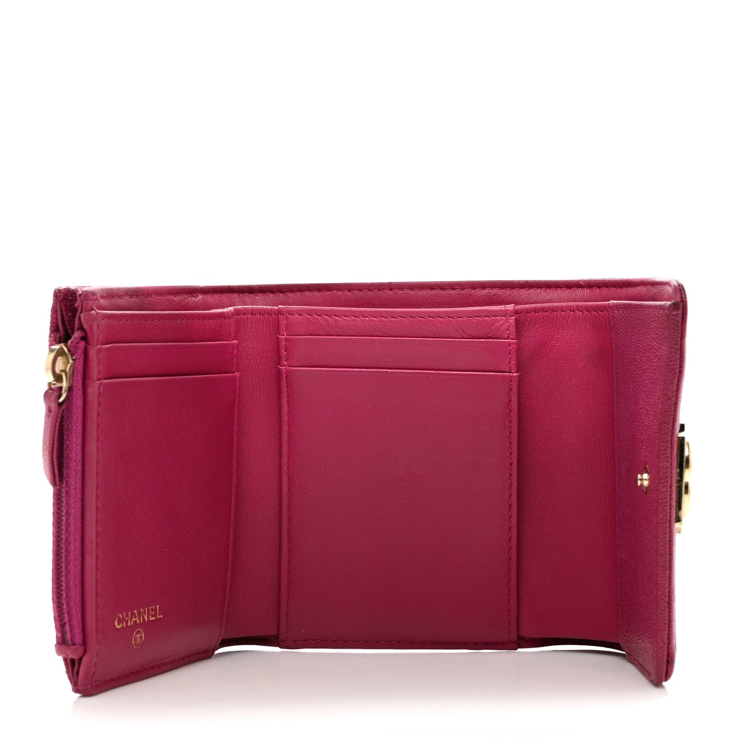 Caviar Quilted Compact Boy Wallet Dark Pink