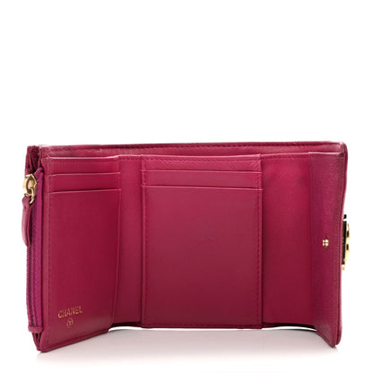 Chanel Caviar Quilted Compact Boy Wallet Dark Pink 4 of 11