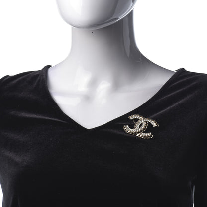 Chanel Crystal Chain CC Brooch Gold 2 of 4