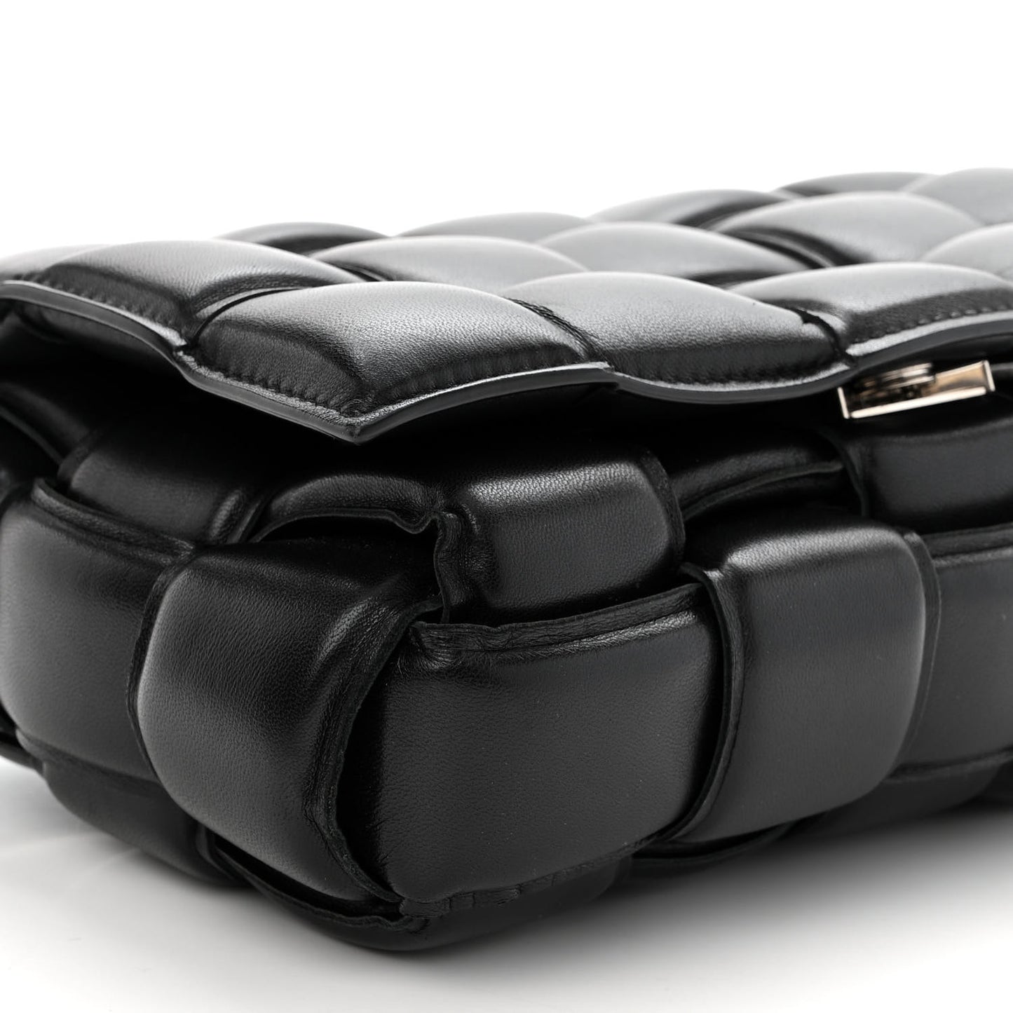 Nappa Maxi Intreccio Padded Cassette Crossbody Bag Black