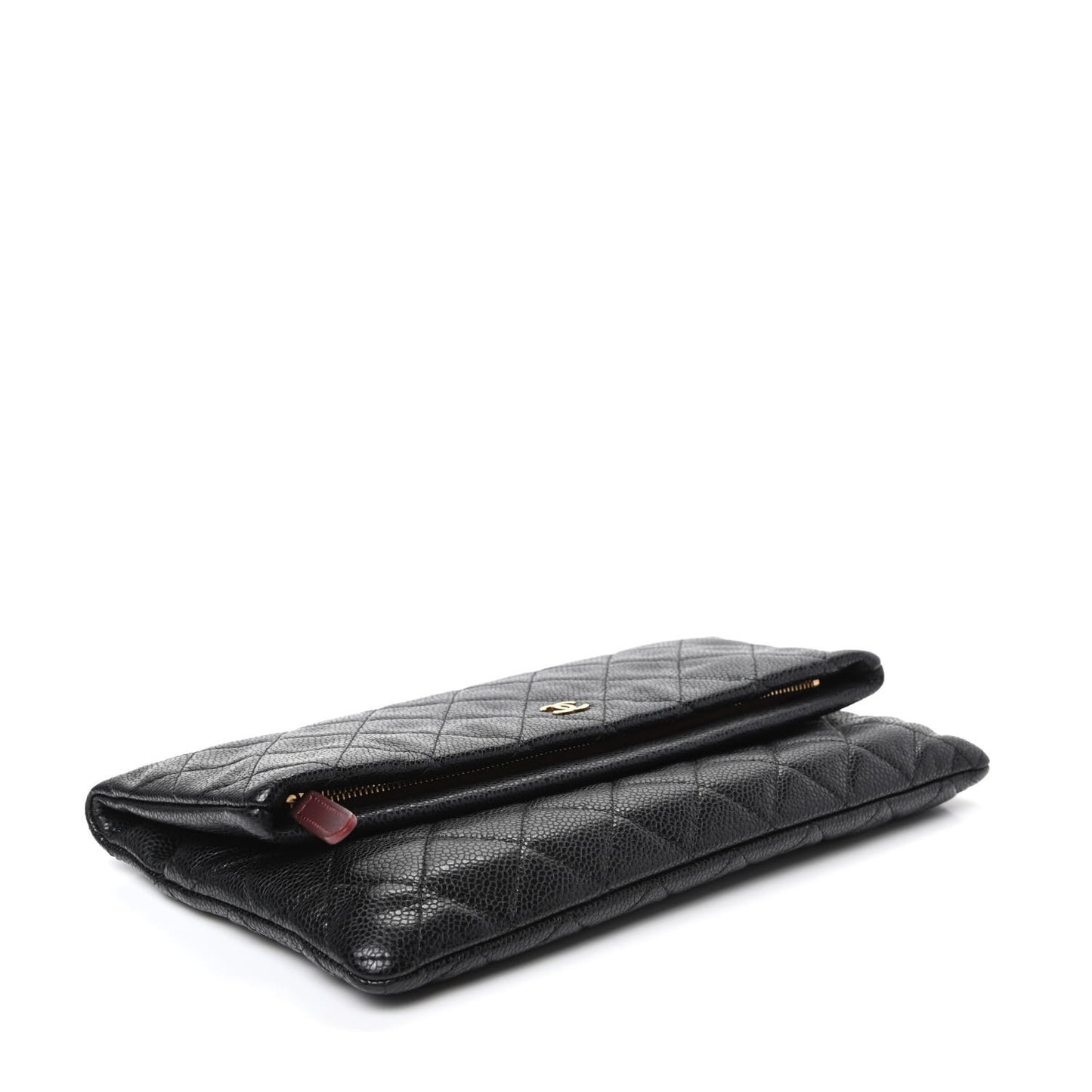Caviar Quilted CC Beauty Clutch Black