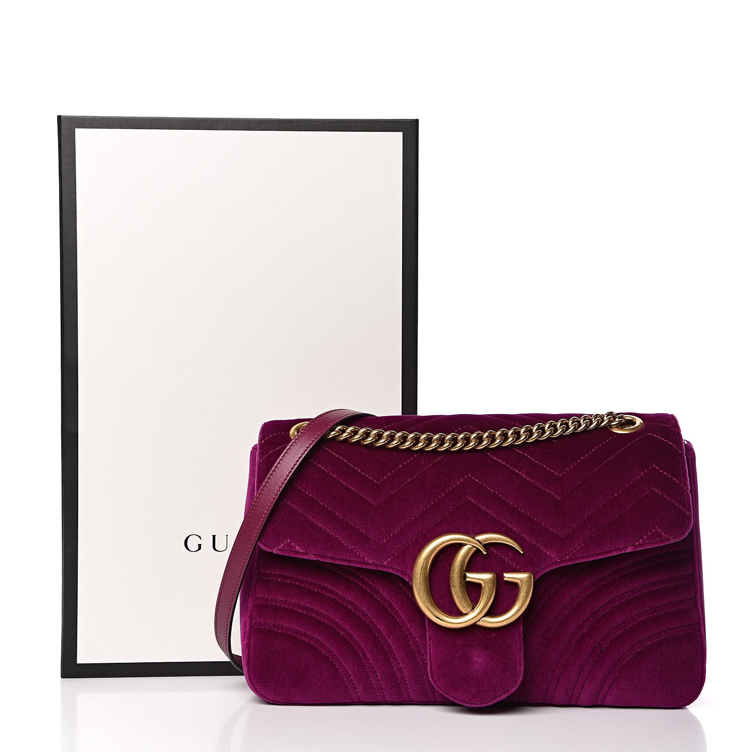Gucci Velvet Matelasse Medium GG Marmont Shoulder Bag Fuchsia Violet Cyclamen 13 of 13
