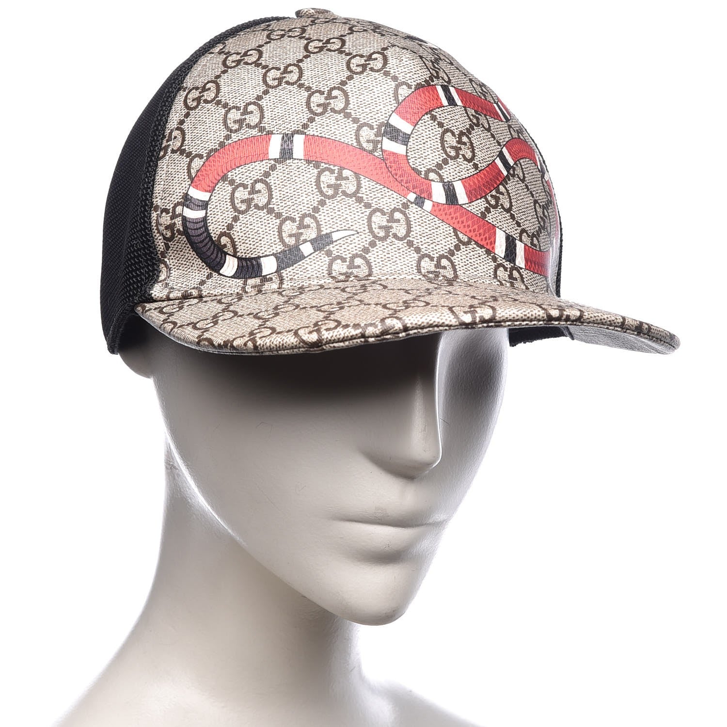 Gucci GG Supreme Monogram Kingsnake Print Baseball Hat XL 60 Beige 2 of 8