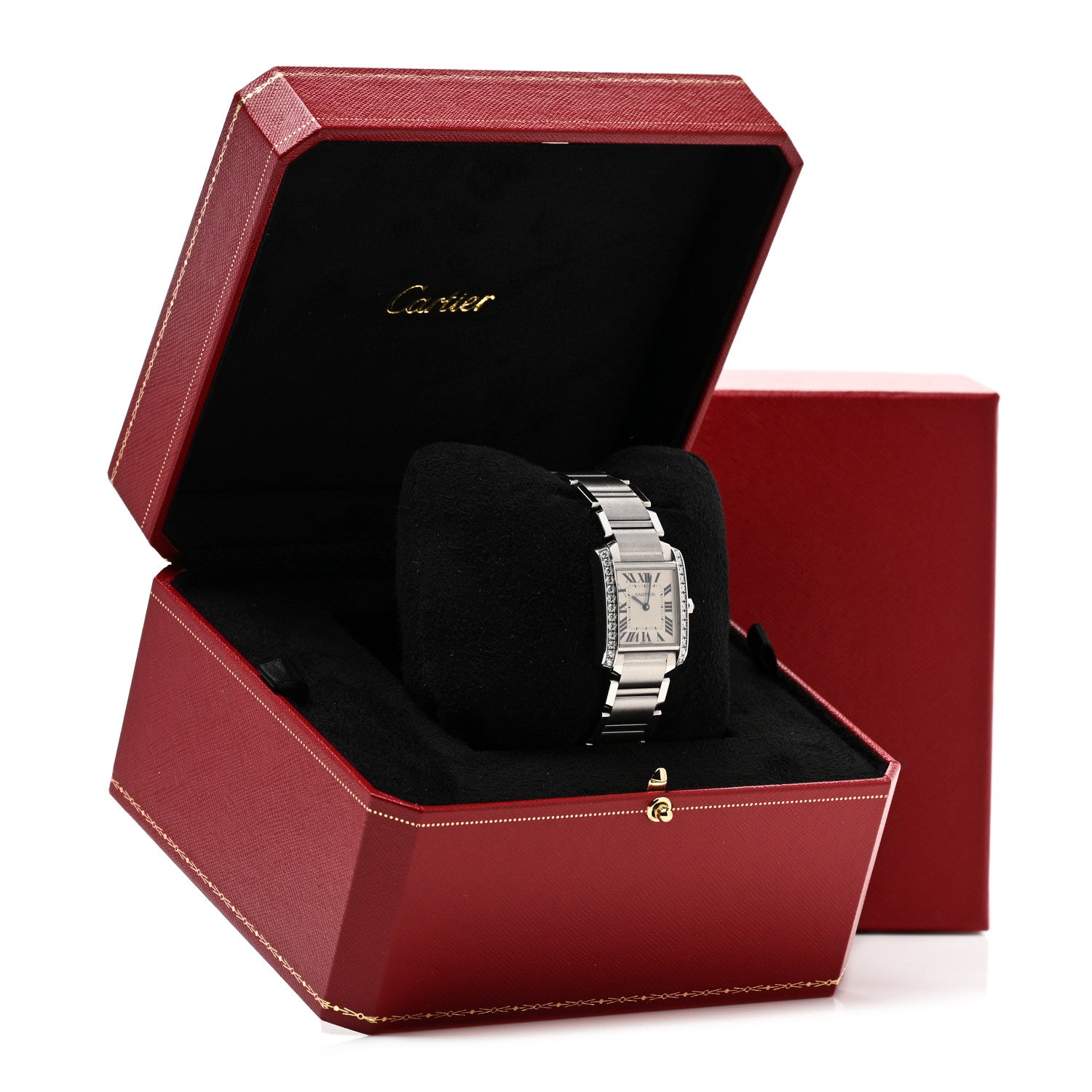 Cartier Stainless Steel Diamond Bezel 25mm Tank Francaise Quartz Watch 7 of 7