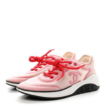 Chanel Lycra Fabric CC Sneakers 40 White Red 3 of 8