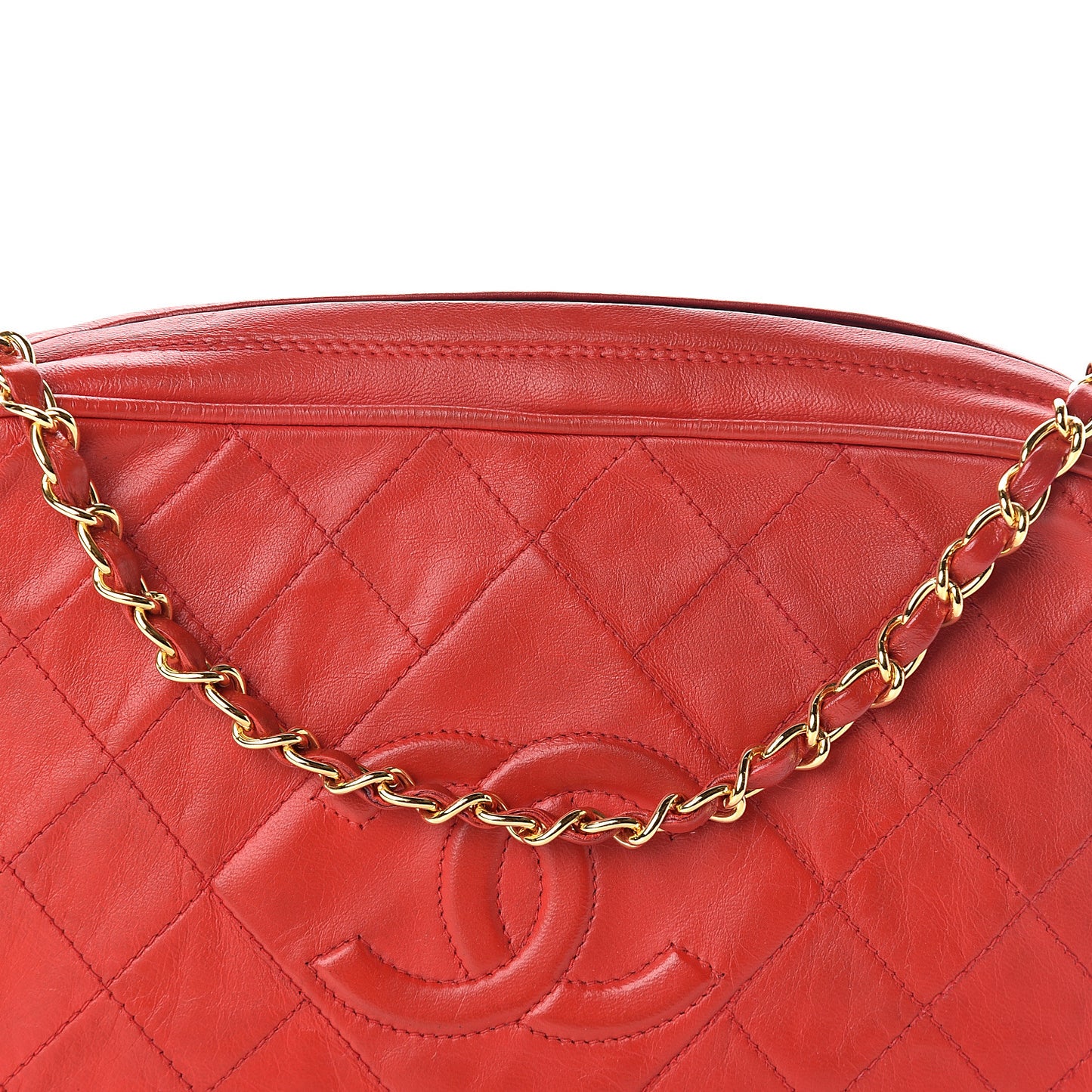 Lambskin Quilted Tassel Camera Case Red