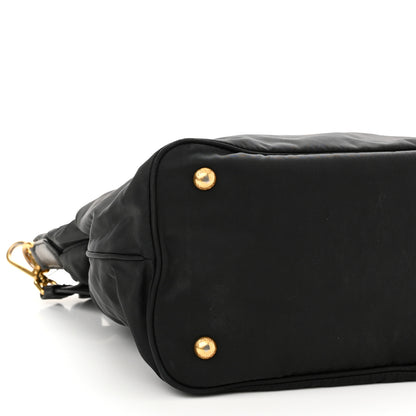 Prada Tessuto Nylon Soft Calfskin Shopping Satchel Black 8 of 14
