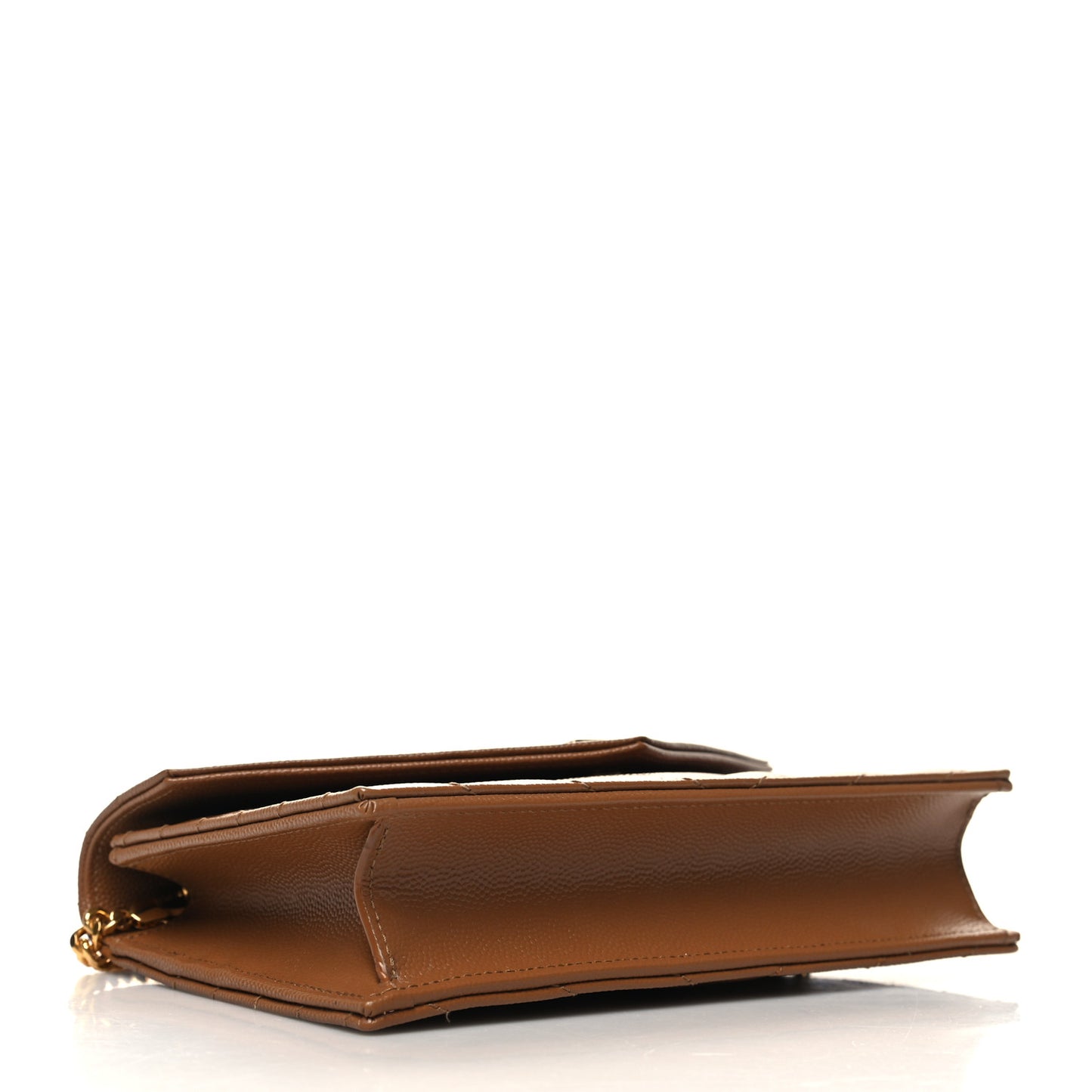 Grain De Poudre Matelasse Chevron Monogram Envelope Chain Wallet Natural Dark