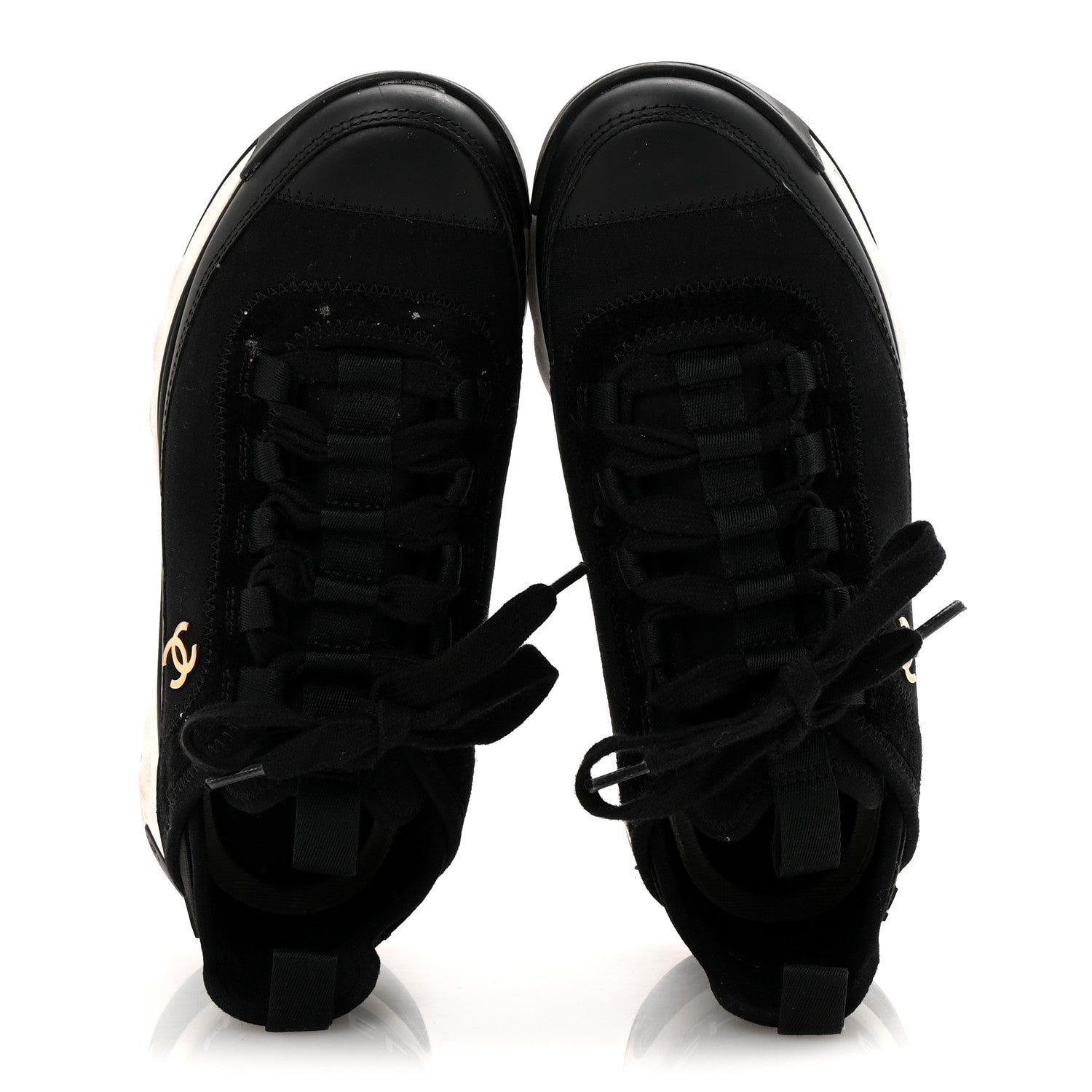 Chanel Velvet Calfskin Mixed Fibers CC Sneakers 36 Black 2 of 12