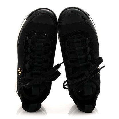 Chanel Velvet Calfskin Mixed Fibers CC Sneakers 36 Black 2 of 12