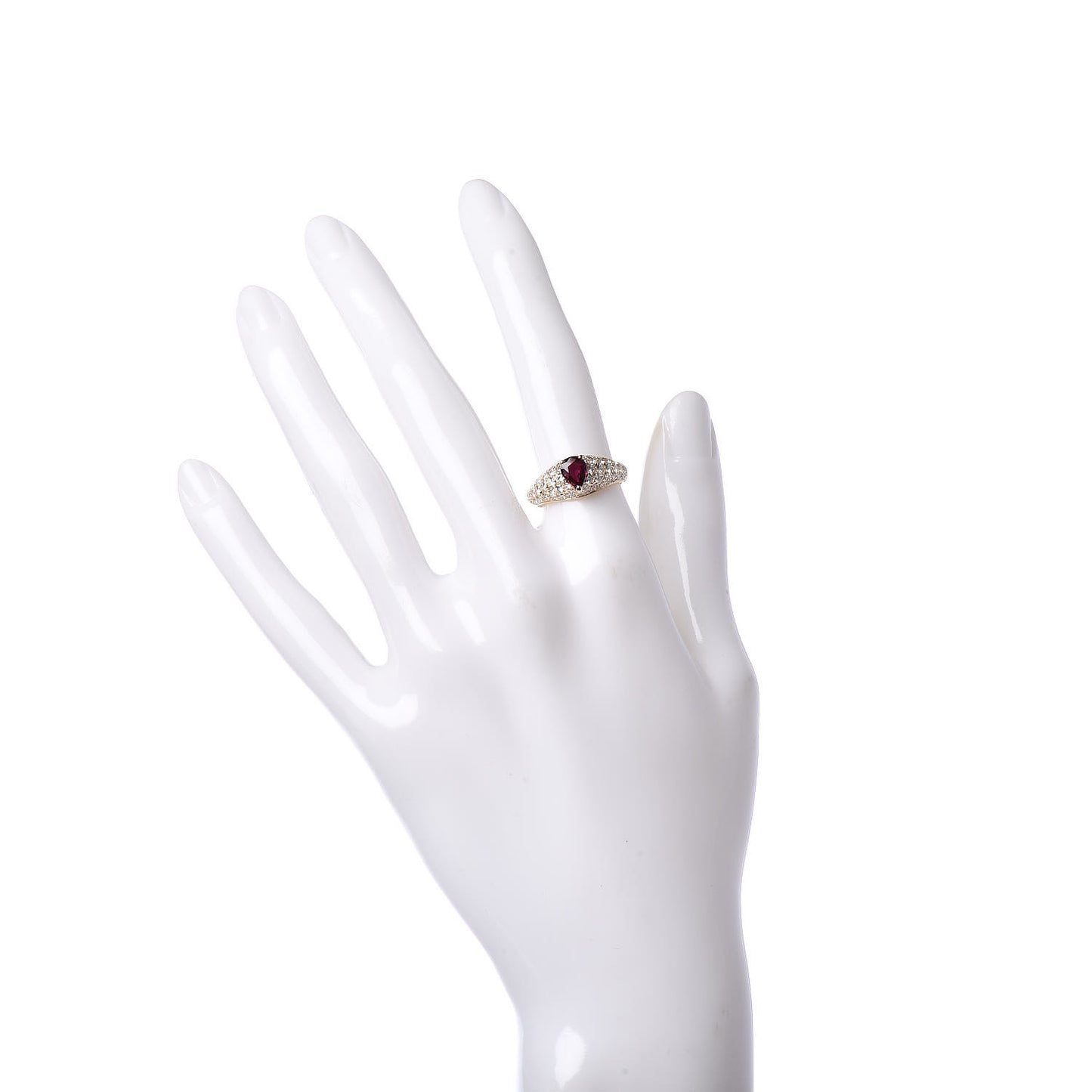 18K Yellow Gold Diamond Ruby Simple Must Ring 51 5.75