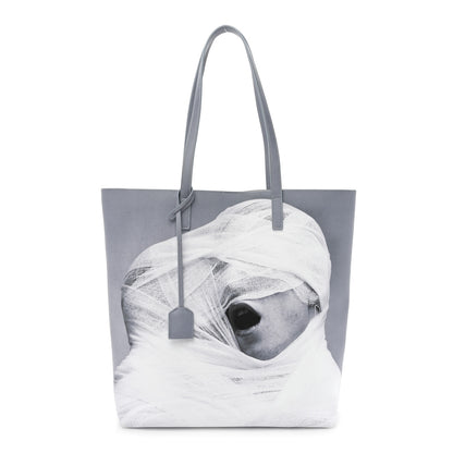 Saint Laurent Calfskin Mapplethorpe Rive Droite Shopping Tote Grey White Black 2 of 16