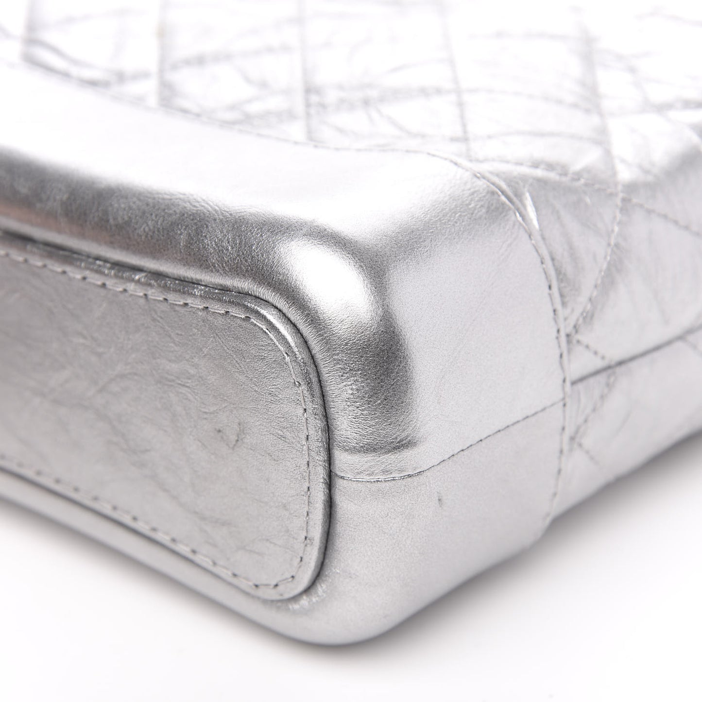 Metallic Aged Calfskin Quilted Small Gabrielle Hobo Silver