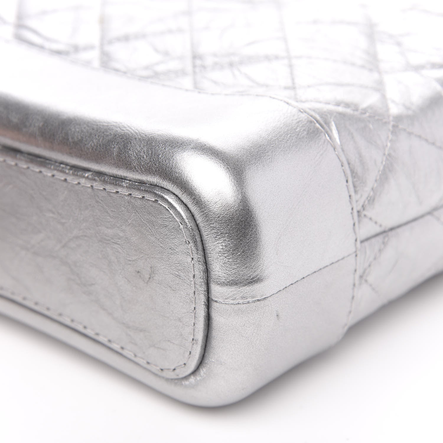 Chanel Metallic Aged Calfskin Quilted Small Gabrielle Hobo Silver 9 of 11