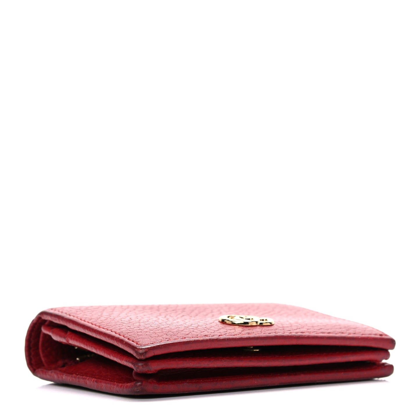 Pebbled Calfskin GG Marmont Card Case Hibiscus Red