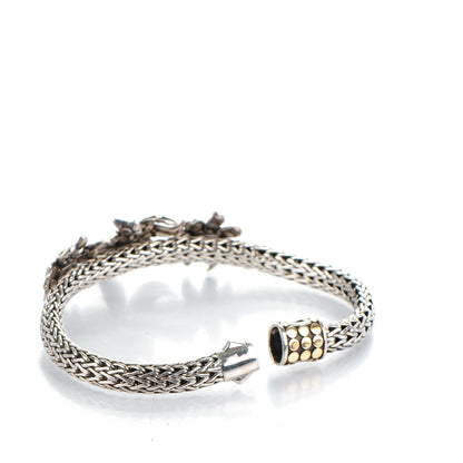John Hardy 18K Yellow Gold Sterling Silver Ayu Frangipani Flower Classic Chain Bracelet M 3 of 6