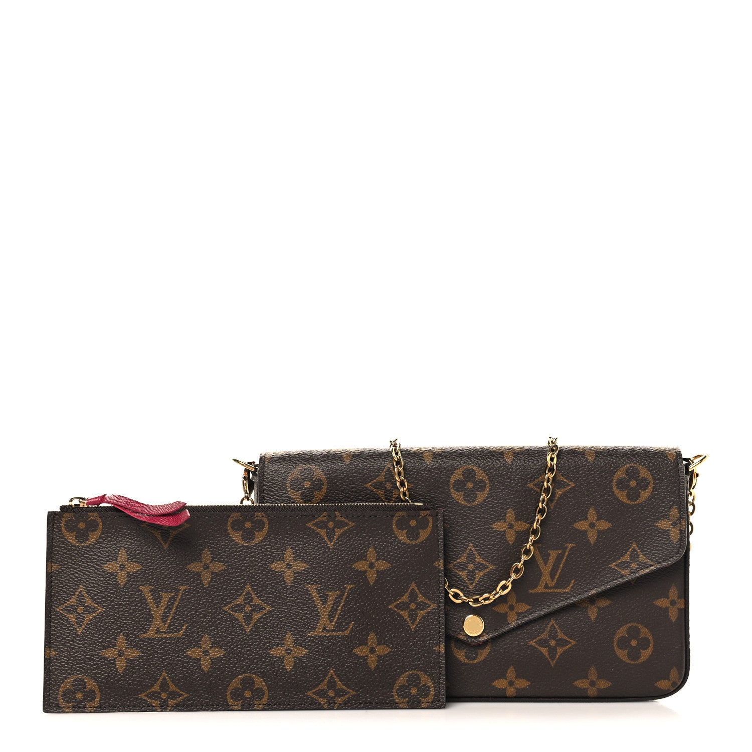 Louis Vuitton Monogram Pochette Felicie Chain Wallet Fuchsia 3 of 11