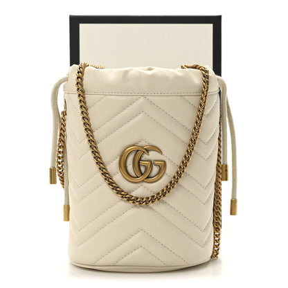 Gucci Calfskin Matelasse Mini GG Marmont 2.0 Bucket Bag White 10 of 10