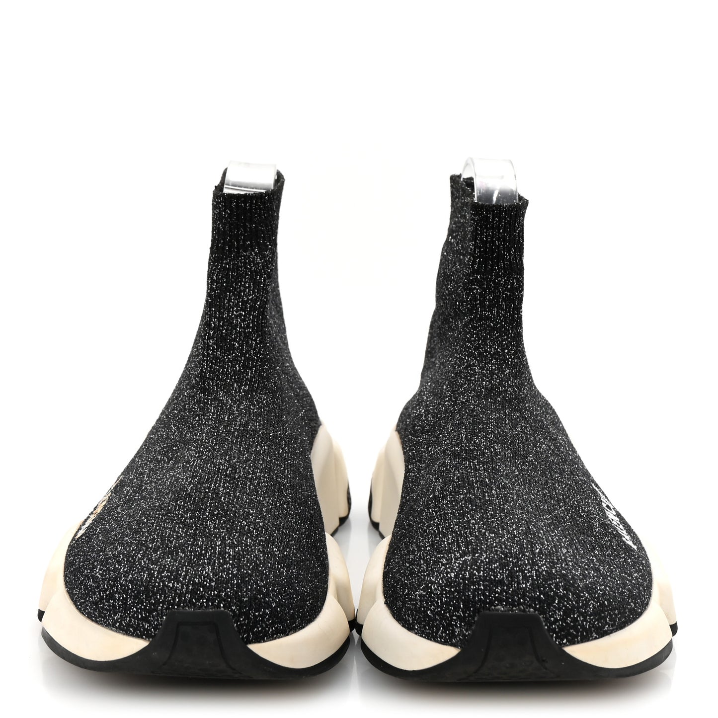 Laminated Knit Bi-Color Sole Womens Speed Sneakers 37 White Black