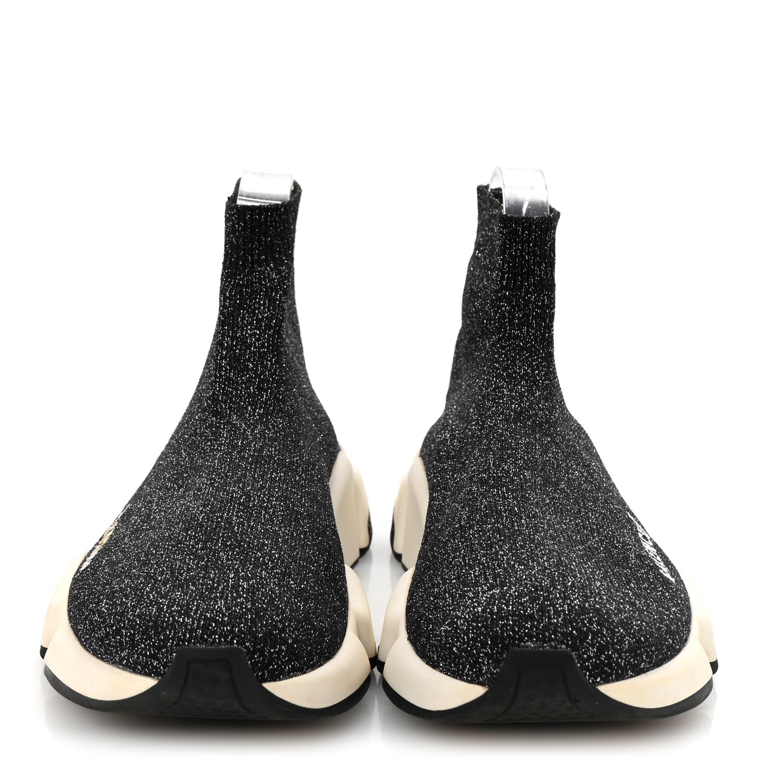 Balenciaga Laminated Knit Bi-Color Sole Womens Speed Sneakers 37 White Black 3 of 10
