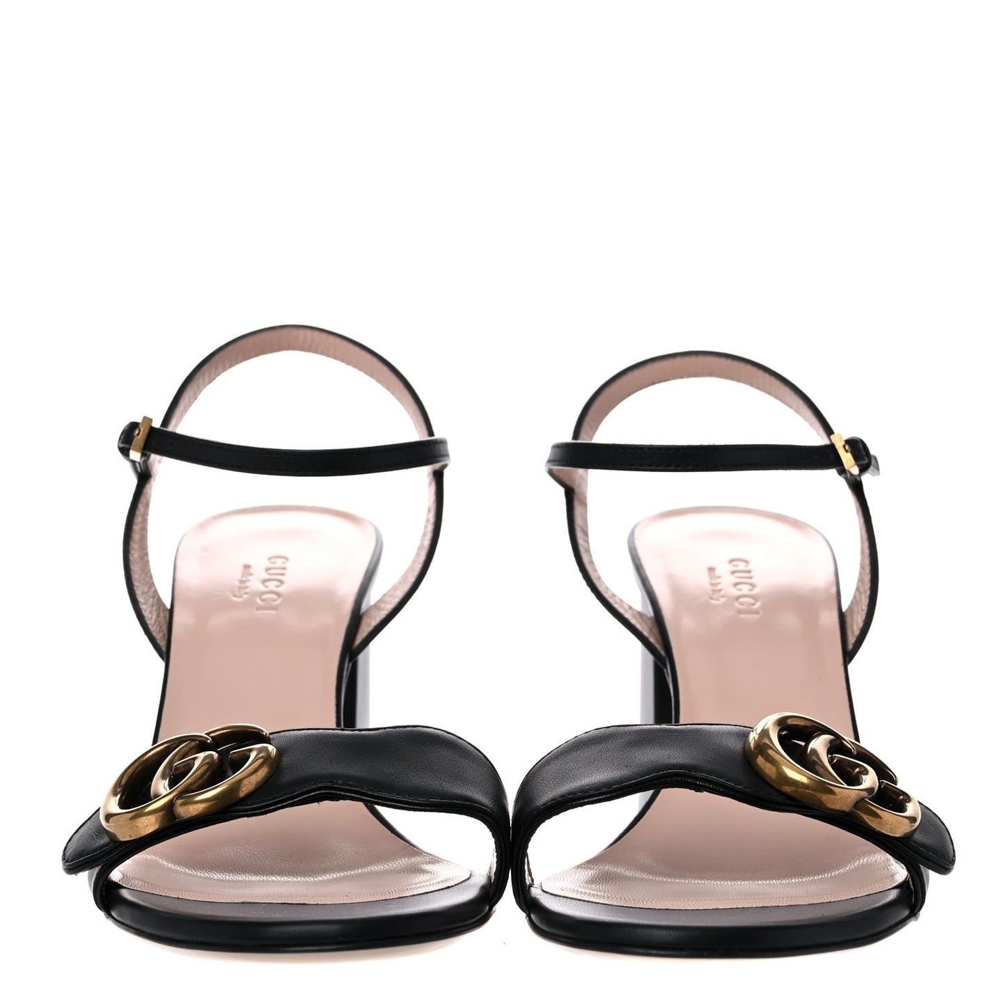 Lifford Calfskin GG Marmont Ankle Wrap 75mm Sandals 36.5 Black