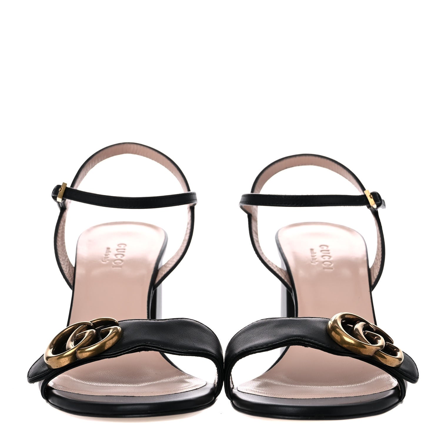 Gucci Lifford Calfskin GG Marmont Ankle Wrap 75mm Sandals 36.5 Black 2 of 8