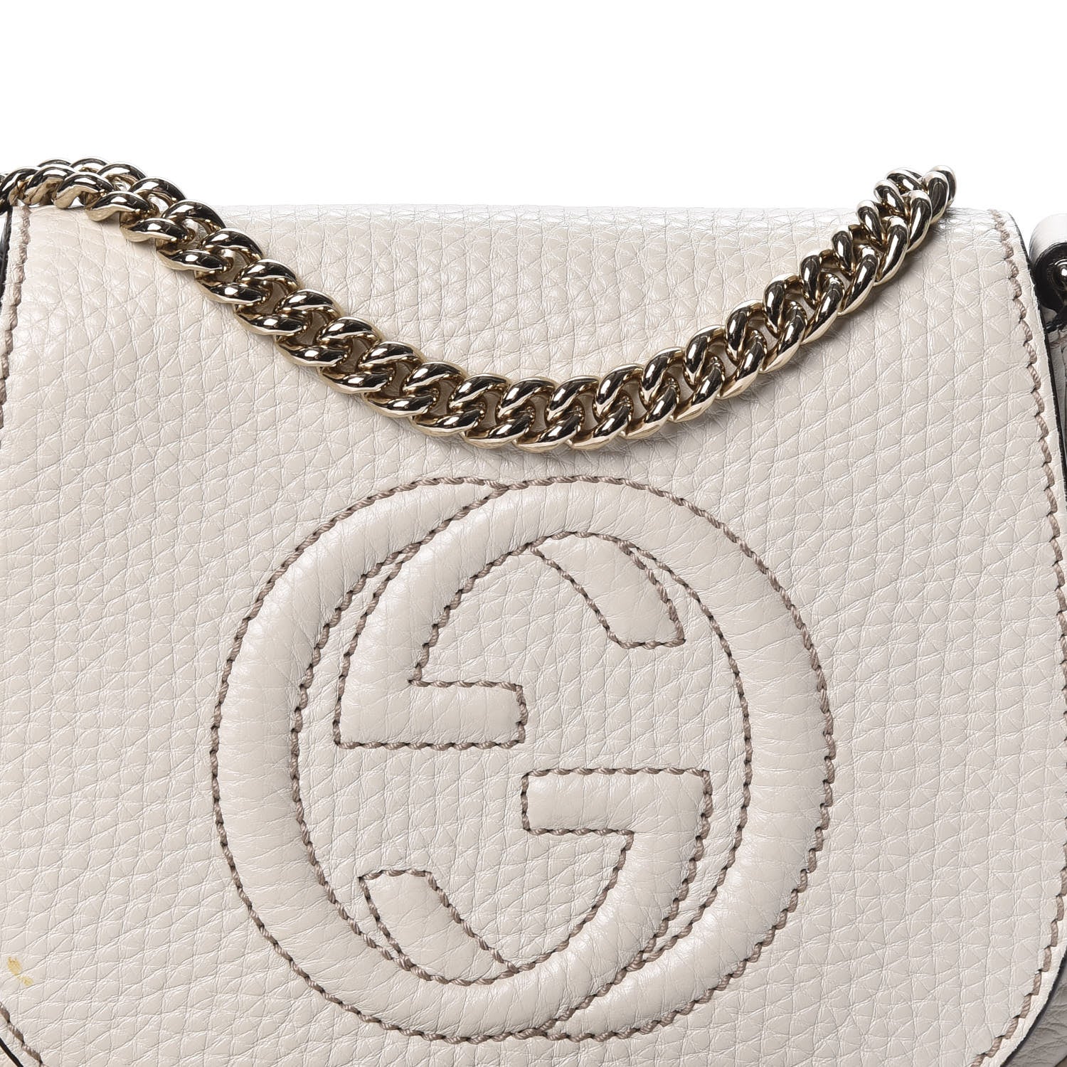 Gucci Pebbled Calfskin Small Soho Flap Crossbody Off White 9 of 9