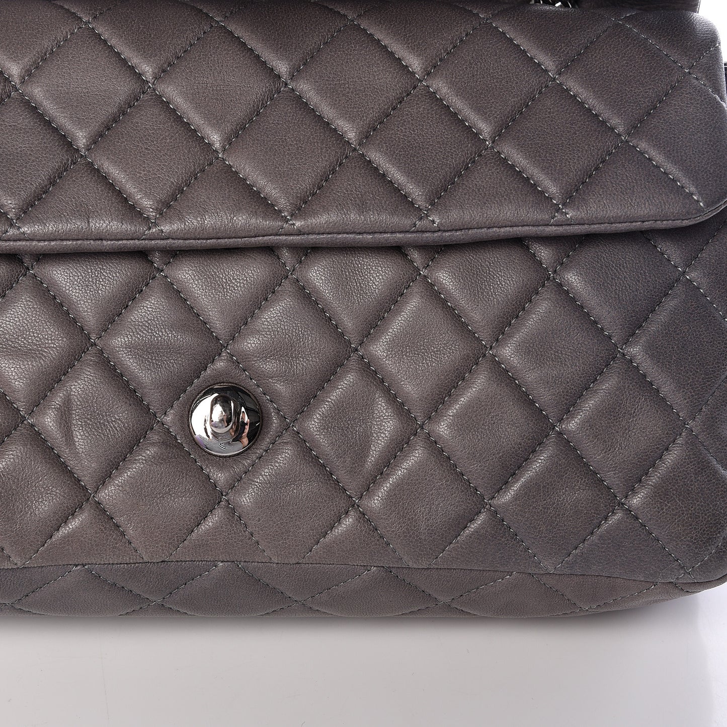 Lambskin Quilted Medium Double Flap Bijoux Chain Grey