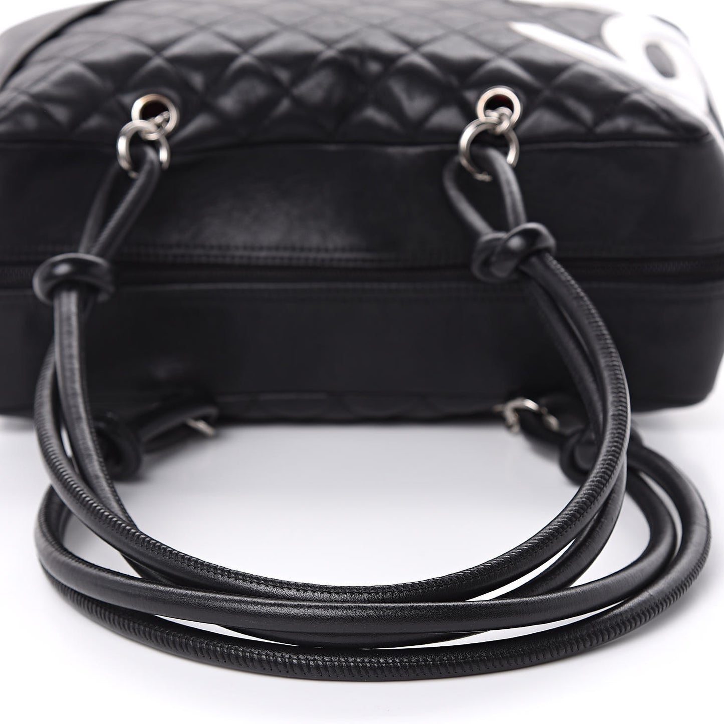 Calfskin Quilted Large Cambon Bowler Black White