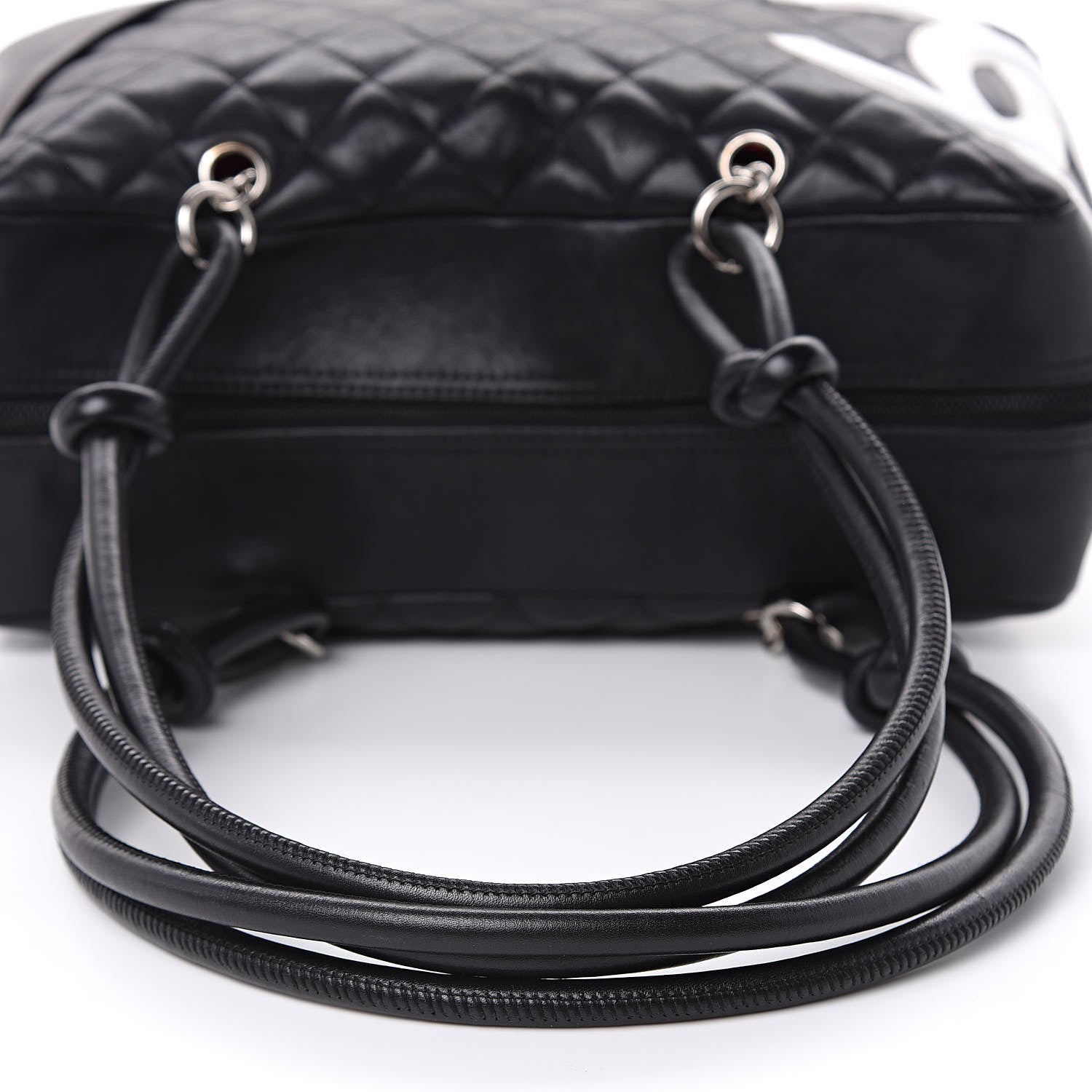 Chanel Calfskin Quilted Large Cambon Bowler Black White 10 of 16