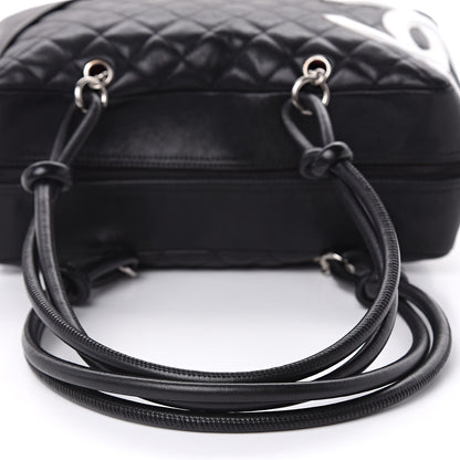 Chanel Calfskin Quilted Large Cambon Bowler Black White 10 of 16