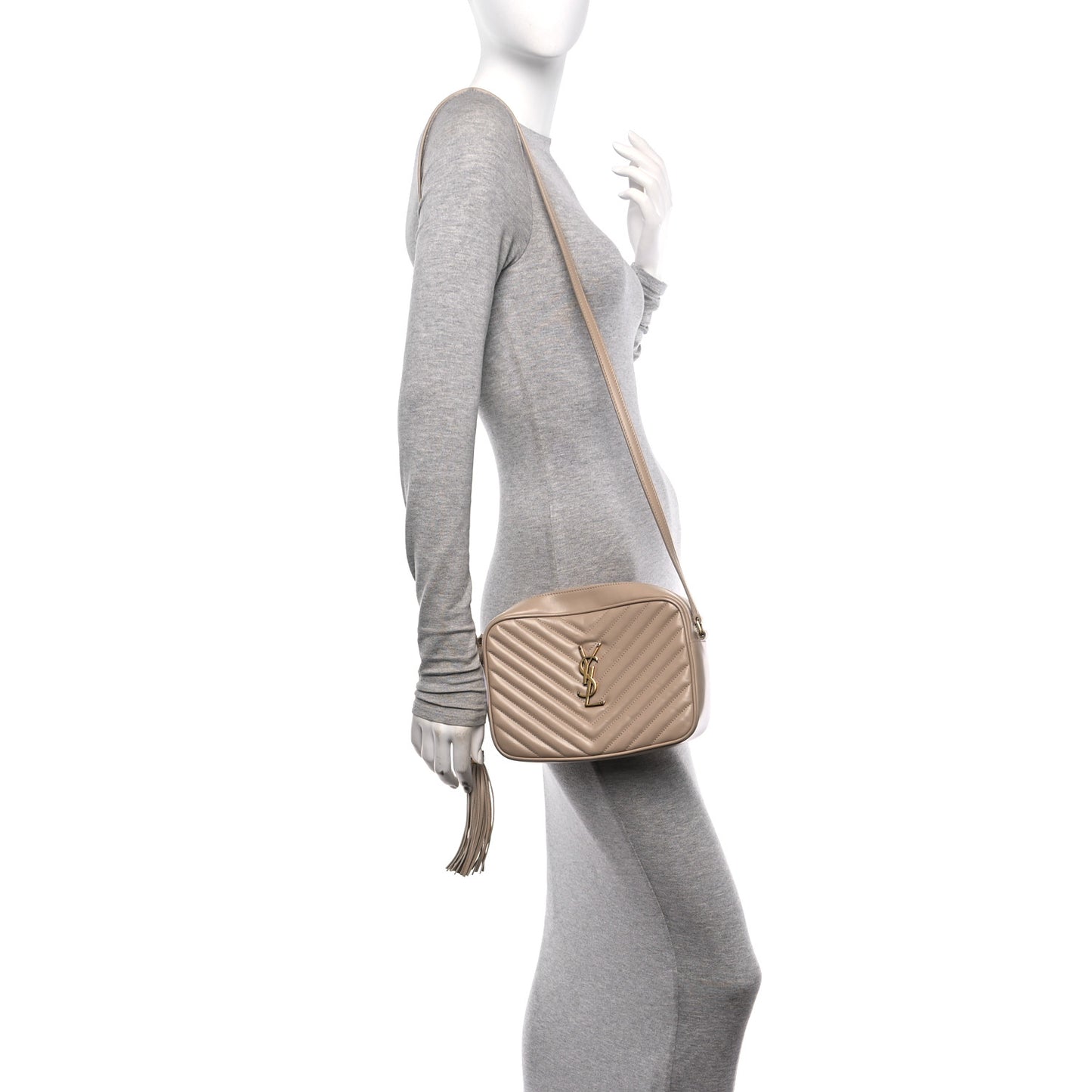 Calfskin Matelasse Monogram Lou Camera Bag Dark Beige