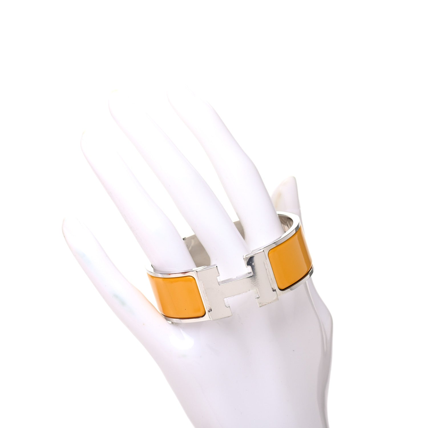 Hermes Enamel Wide Clic Clac H Bracelet PM Jaune Soleil 2 of 5