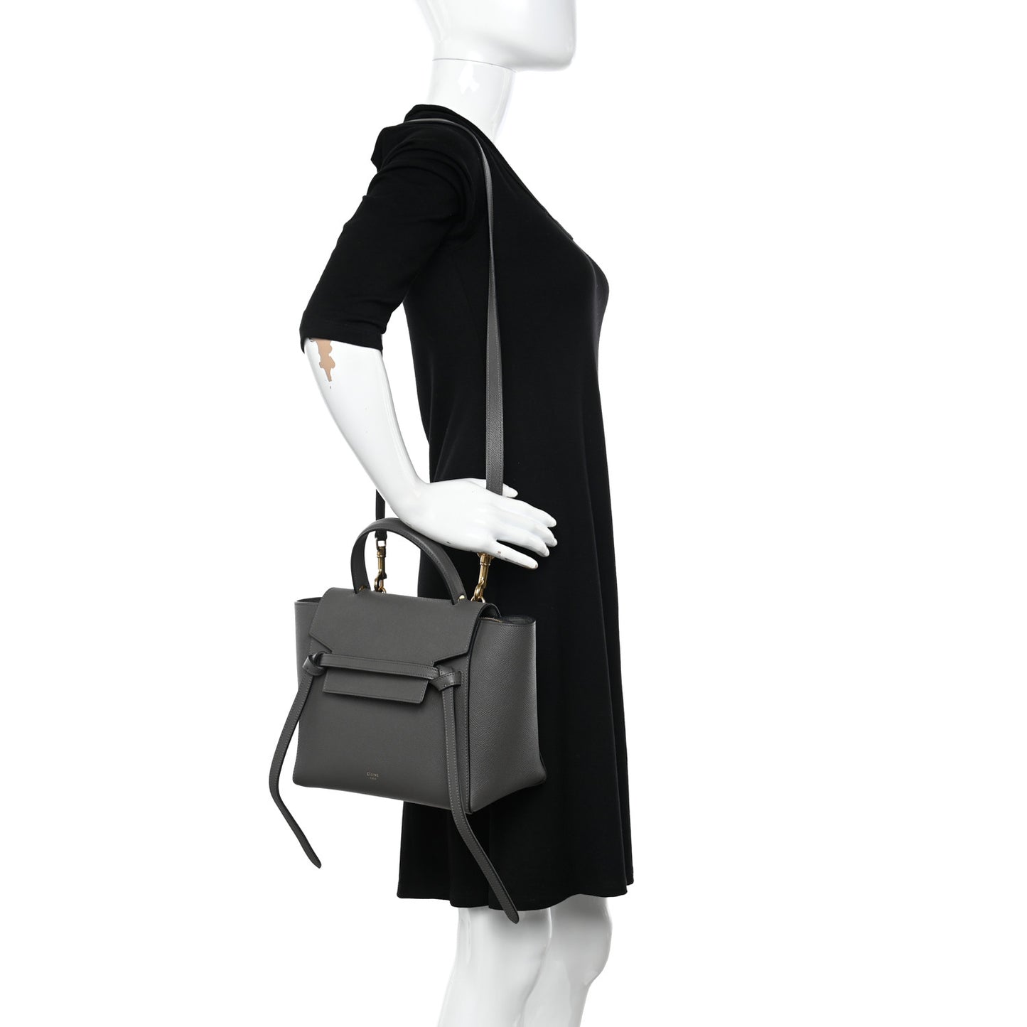 Grained Calfskin Micro Belt Bag Grey