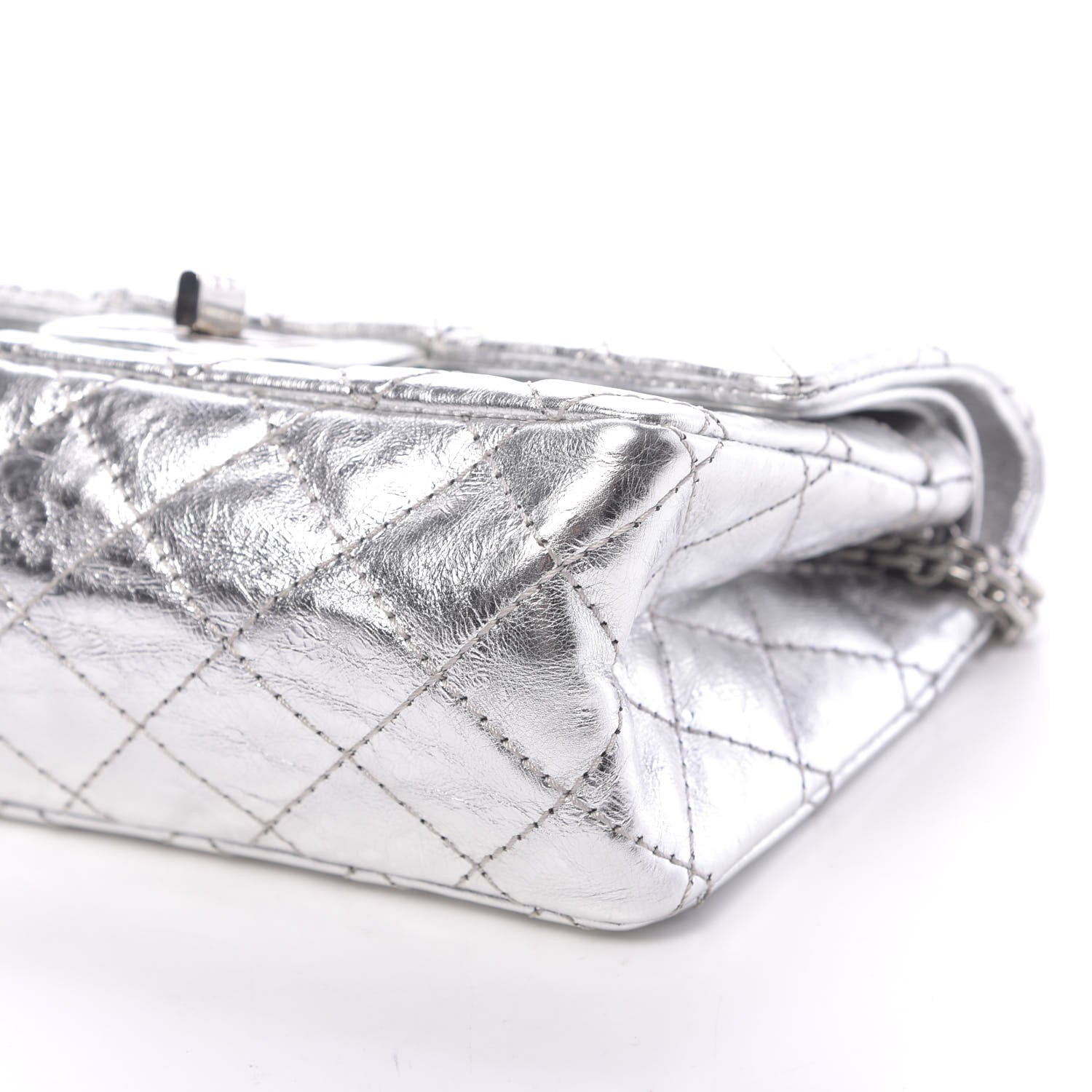 Chanel Metallic Aged Calfskin Quilted 2.55 Reissue 224 Flap Silver 9 of 11