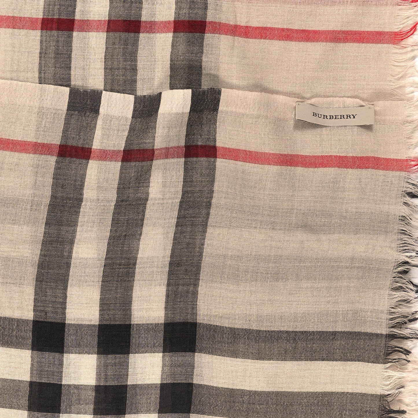 Linen Giant Check Check Lightweight Scarf Stone