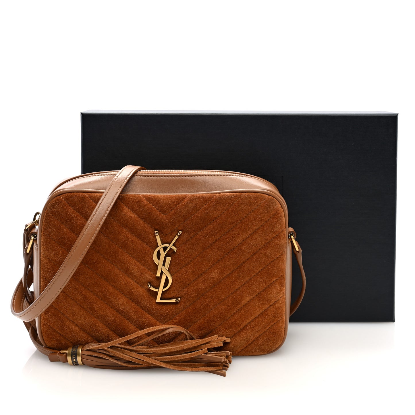 Suede Matelasse Monogram Lou Camera Bag Cinnamon