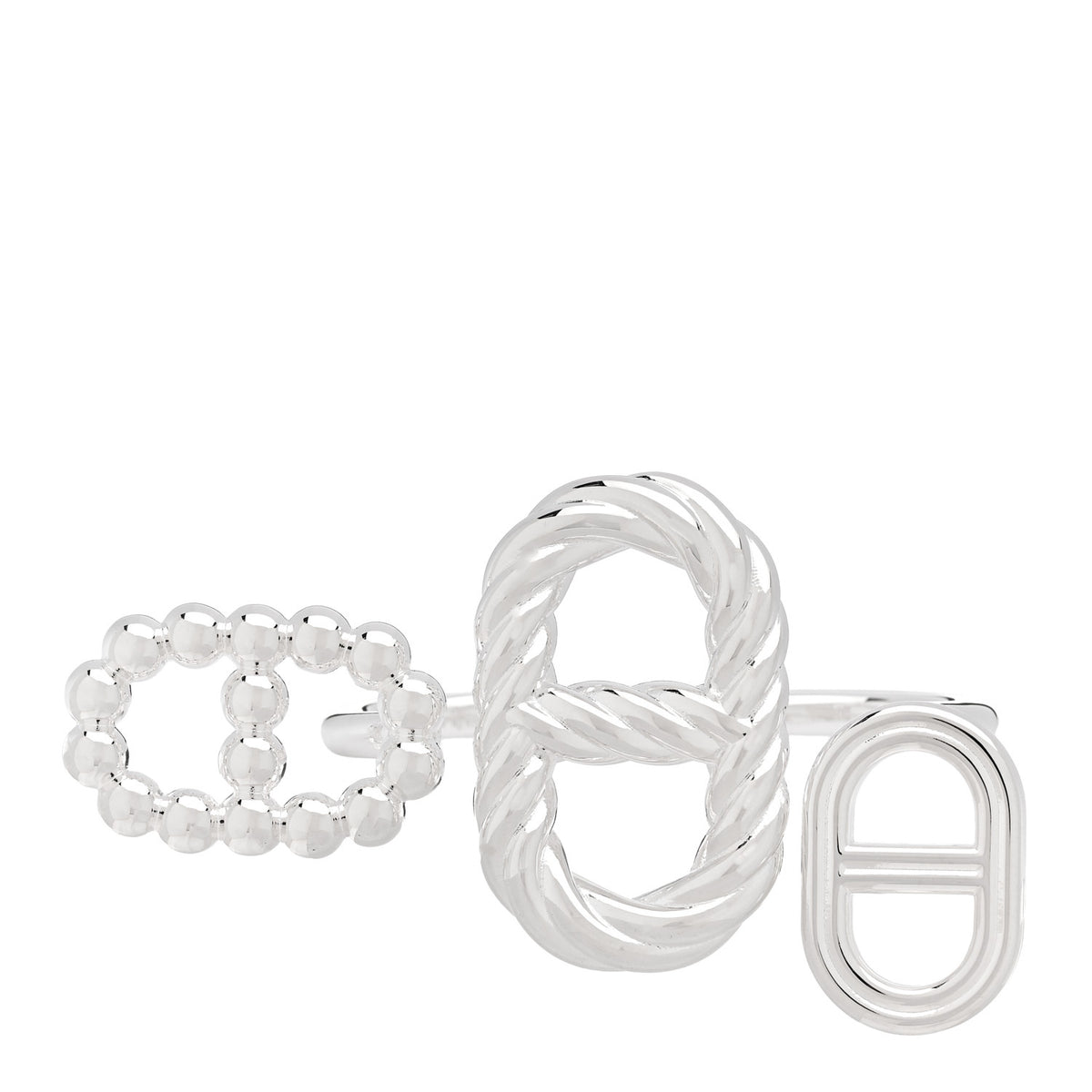 Sterling Silver Chaine d'Ancre Alea II Double Ring 56 7.5
