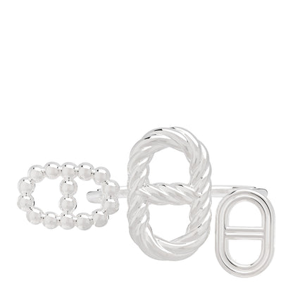 Hermes Sterling Silver Chaine d'Ancre Alea II Double Ring 56 7.5 1 of 4