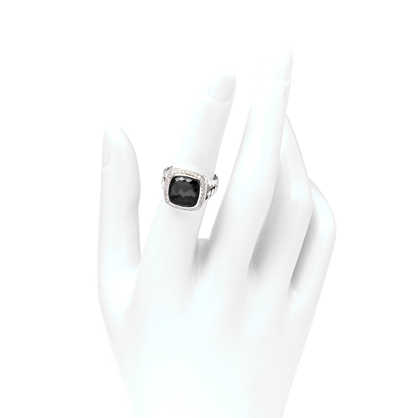 Sterling Silver Diamond Black Orchid 11mm Albion Ring 51 5.75