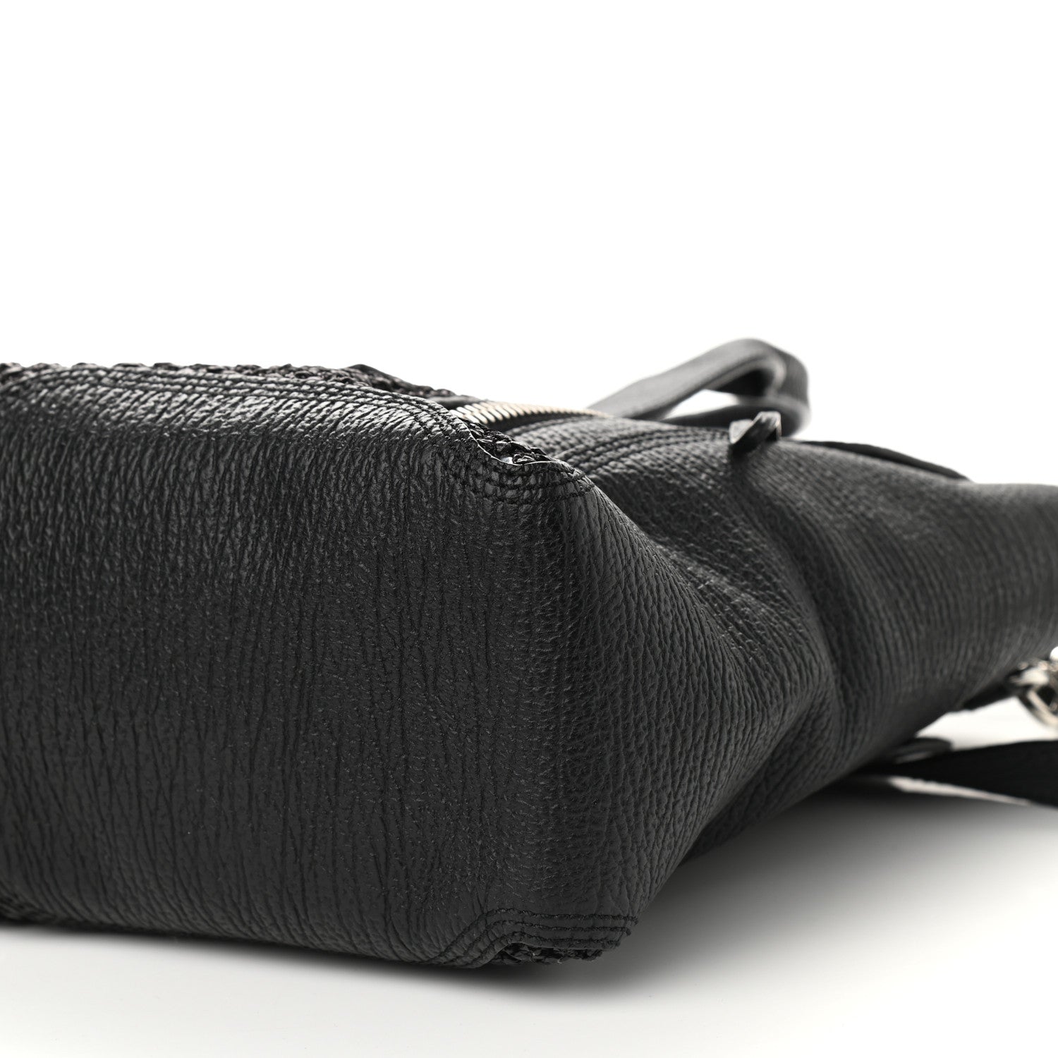 3.1 Phillip Lim 3.1 Textured Calfskin Woven Panel Medium Pashli Satchel Black Silver 8 of 8