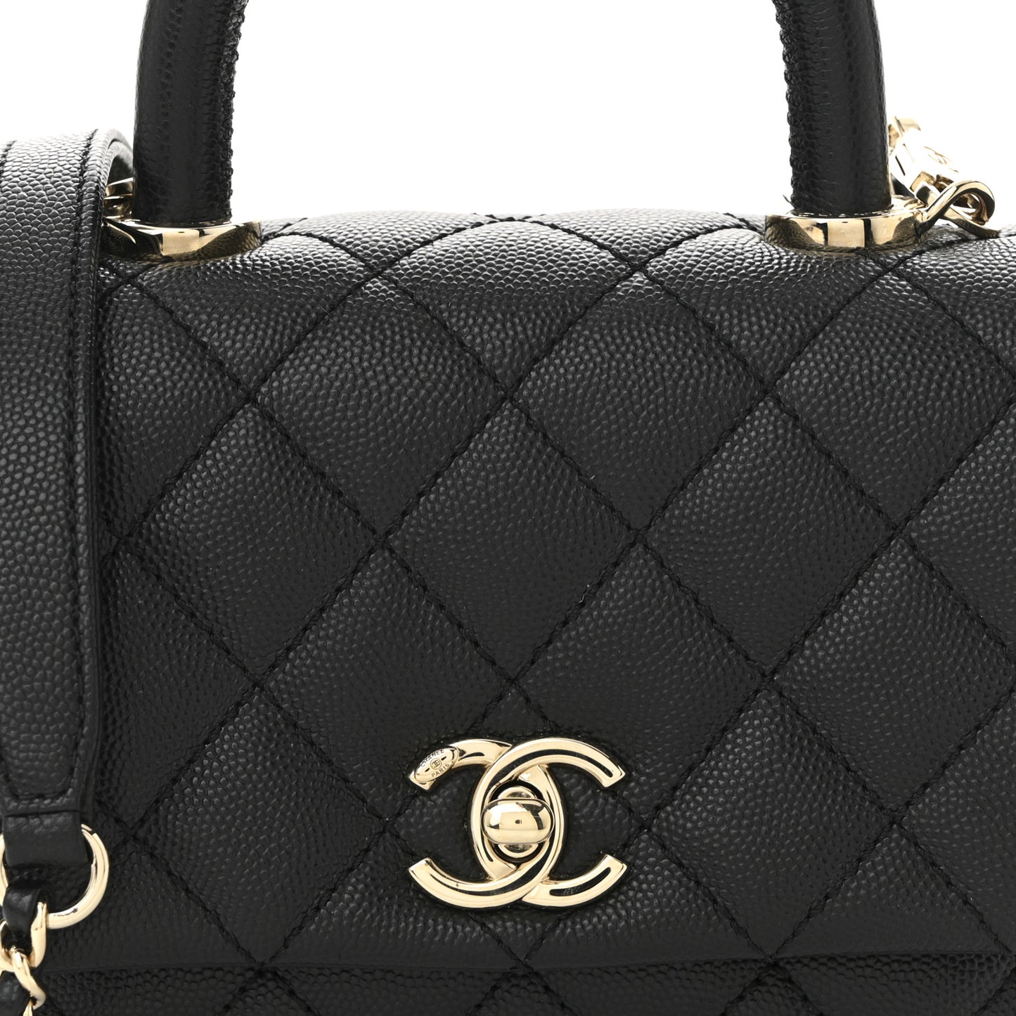 Caviar Quilted Extra Mini Coco Handle Flap Black