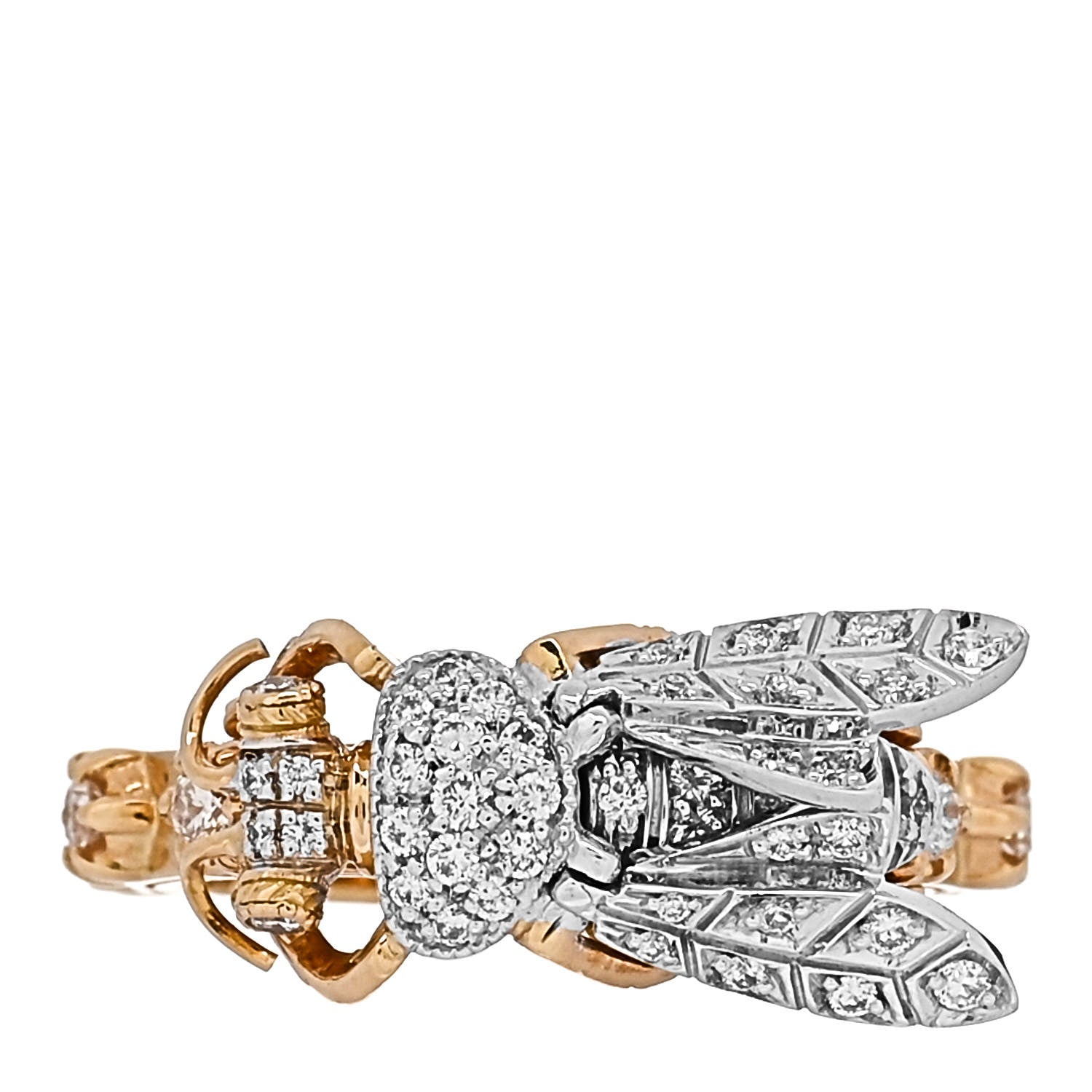 Gucci 18K Yellow Gold Diamond Le Marche Des Merveilles Bee Ring 50 5.5 3 of 6