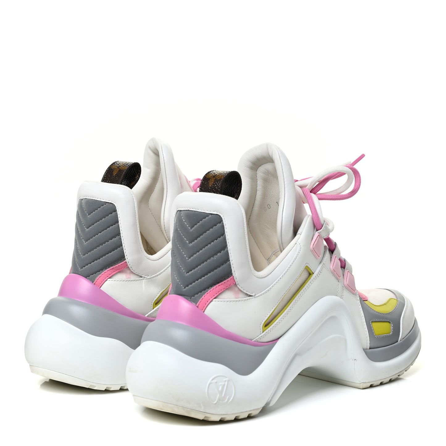 Calfskin Technical Nylon LV Archlight Sneakers 40 White Pink Yellow