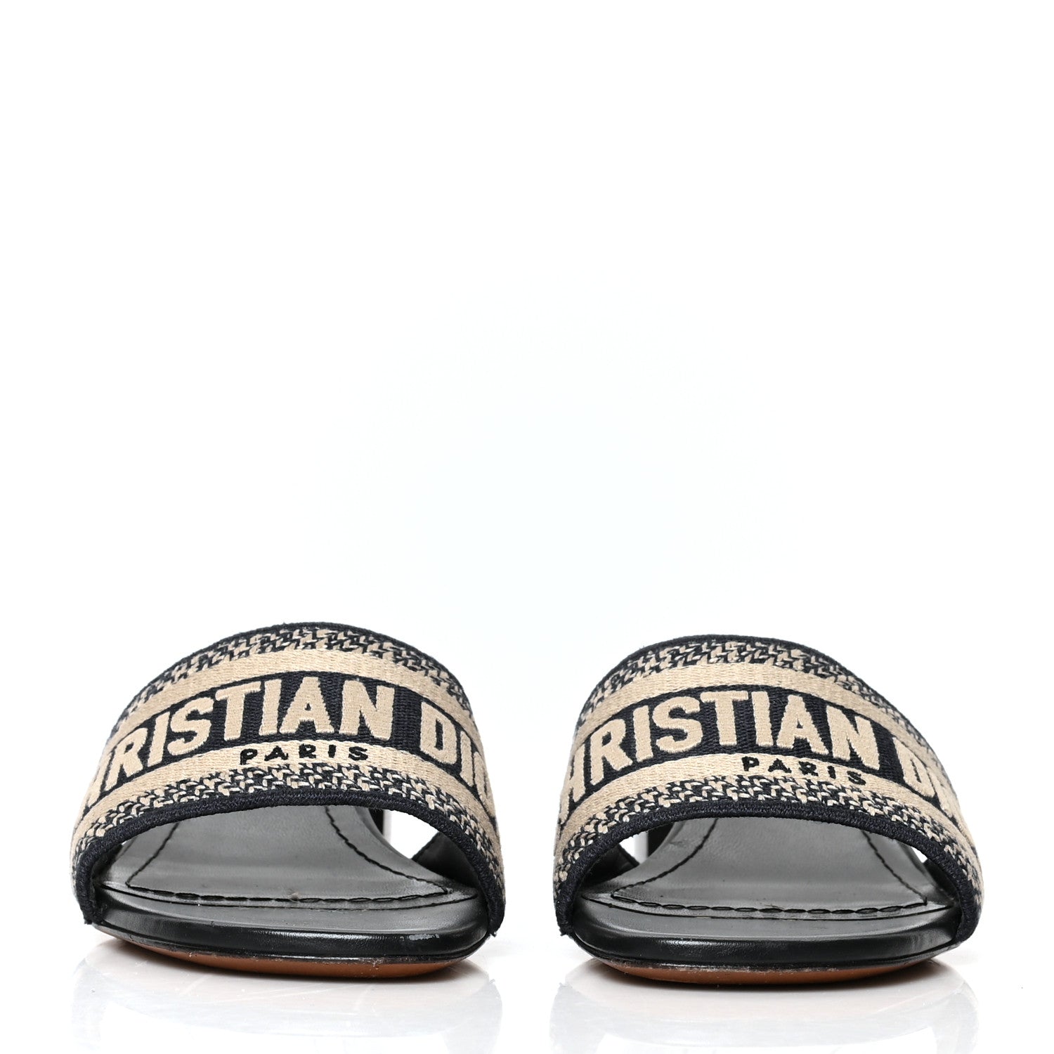 Christian Dior Cotton Embroidered Dway 50mm Slide Sandals 37 Deep Blue 2 of 8