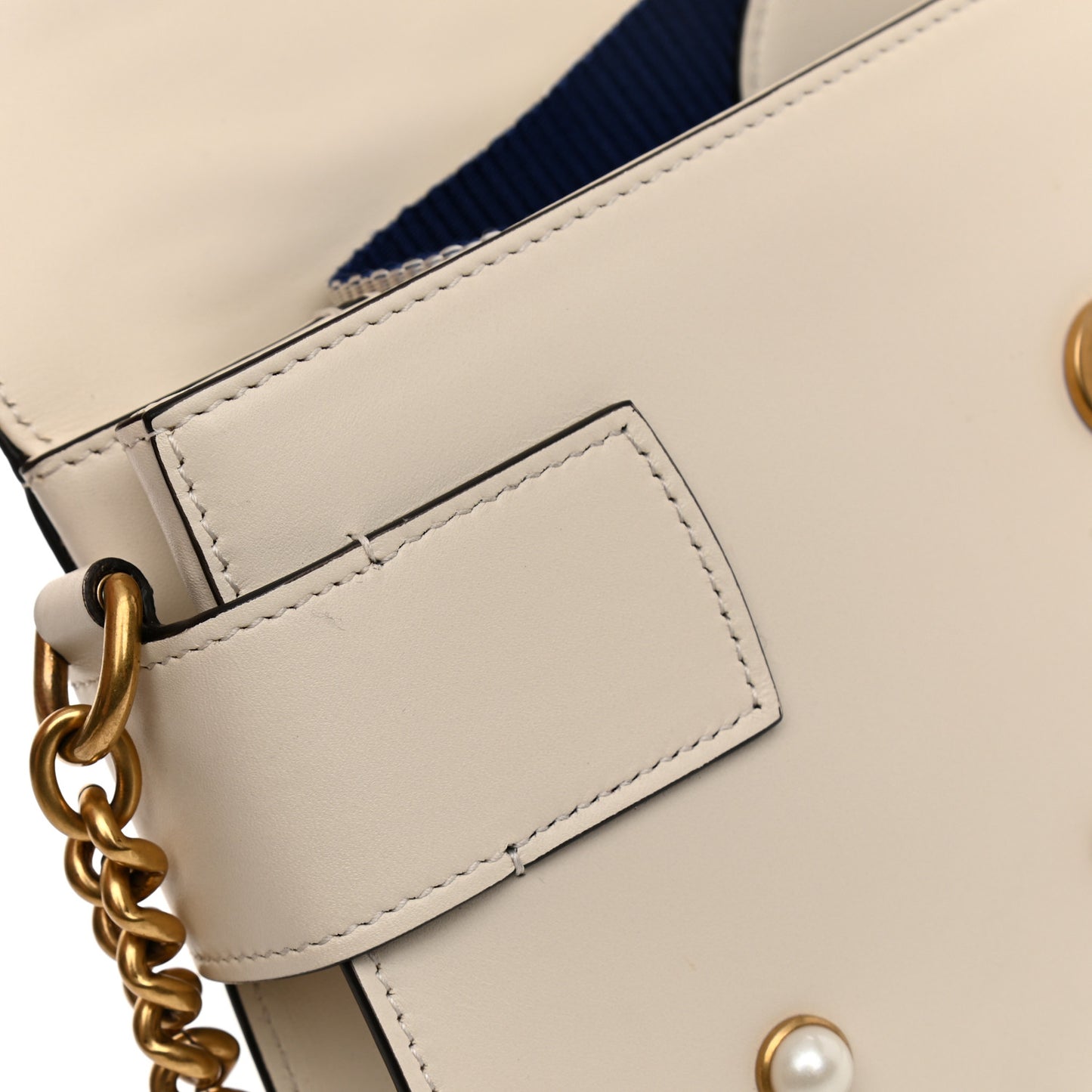 Nappa Pearl Studded Mini Queen Margaret Broadway Shoulder Bag Mystic White