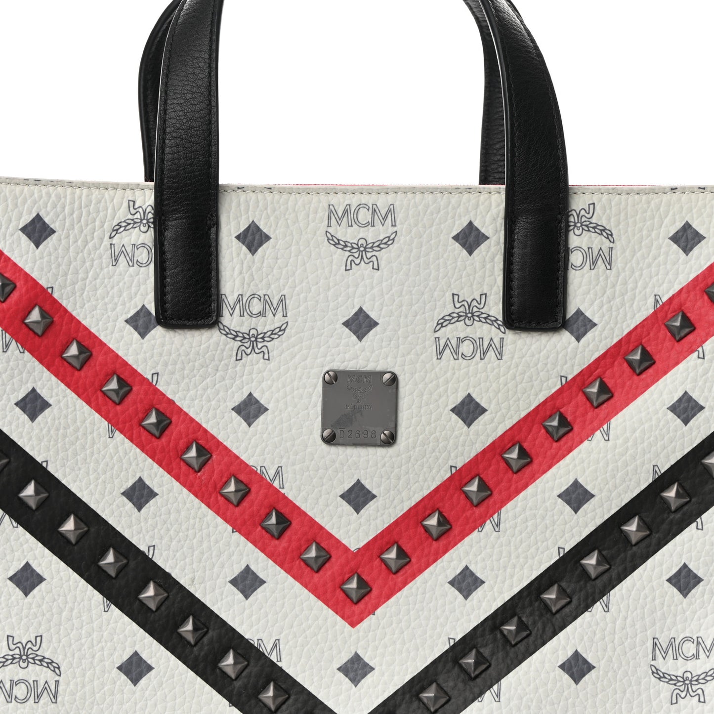 X Ekocycle Visetos Studded Tote White Black