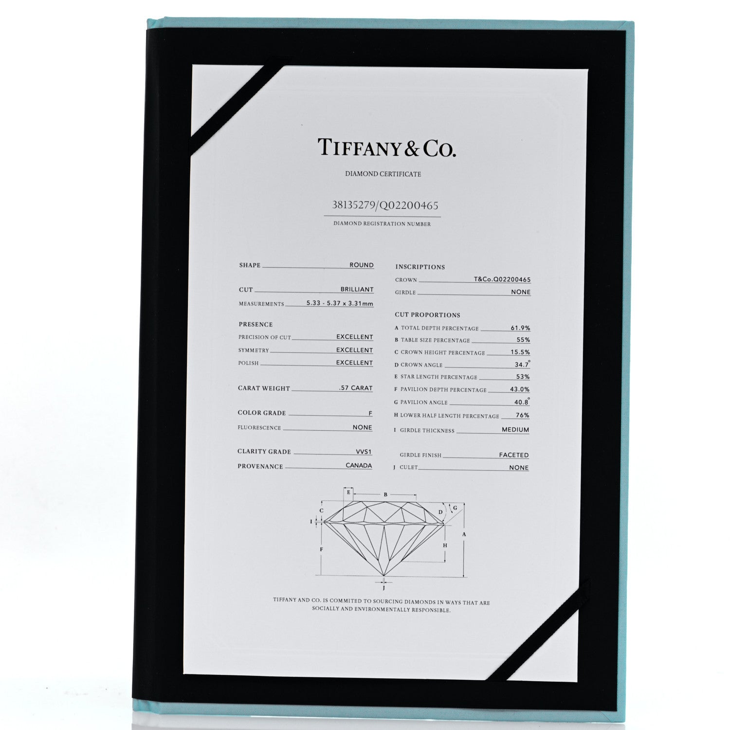 Tiffany Platinum Diamond .57ct Solitaire Engagement Ring 51 5.75 8 of 9