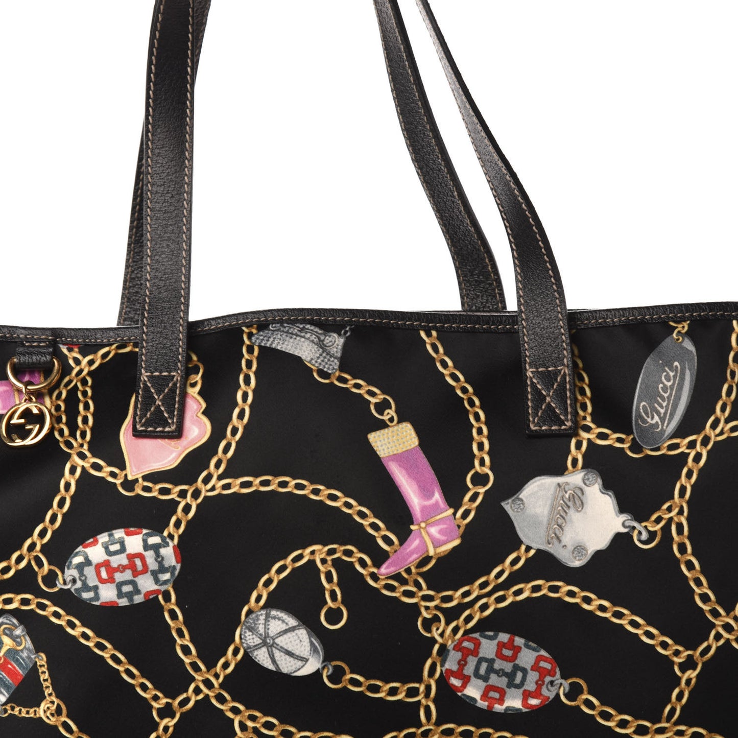 Nylon Print Tote Black