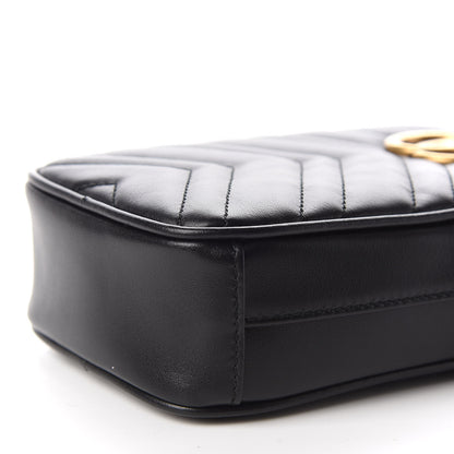 Gucci Calfskin Matelasse Mini GG Marmont Crossbody Bag Black 7 of 12